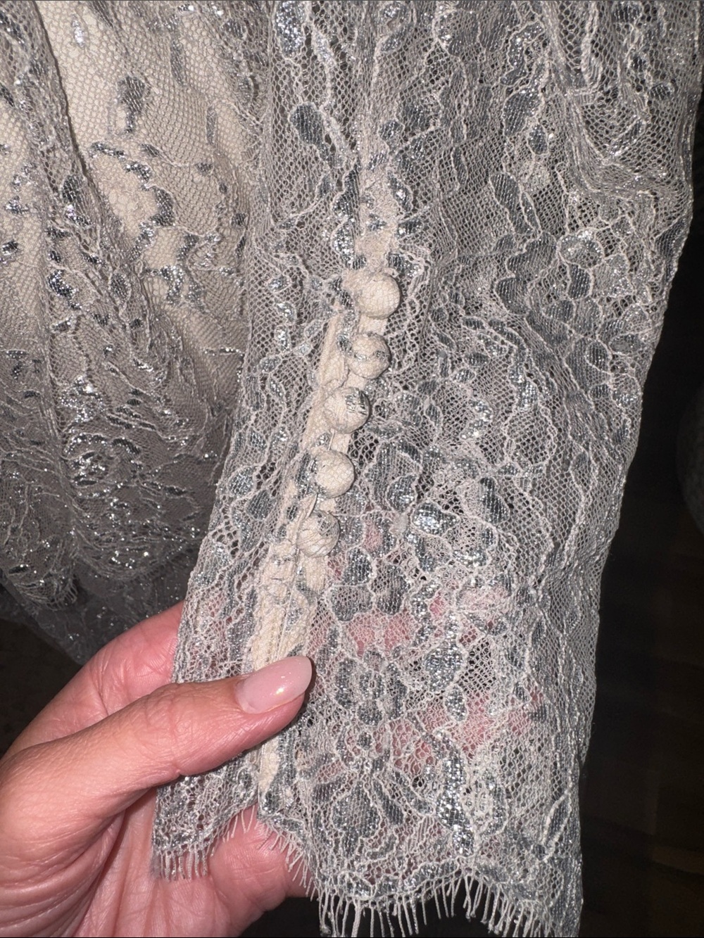NWT ANTONIO MELANI x Born on Fifth White Lace Tiered Maxi Dress with Long Sleeve - Picture 9 of 14